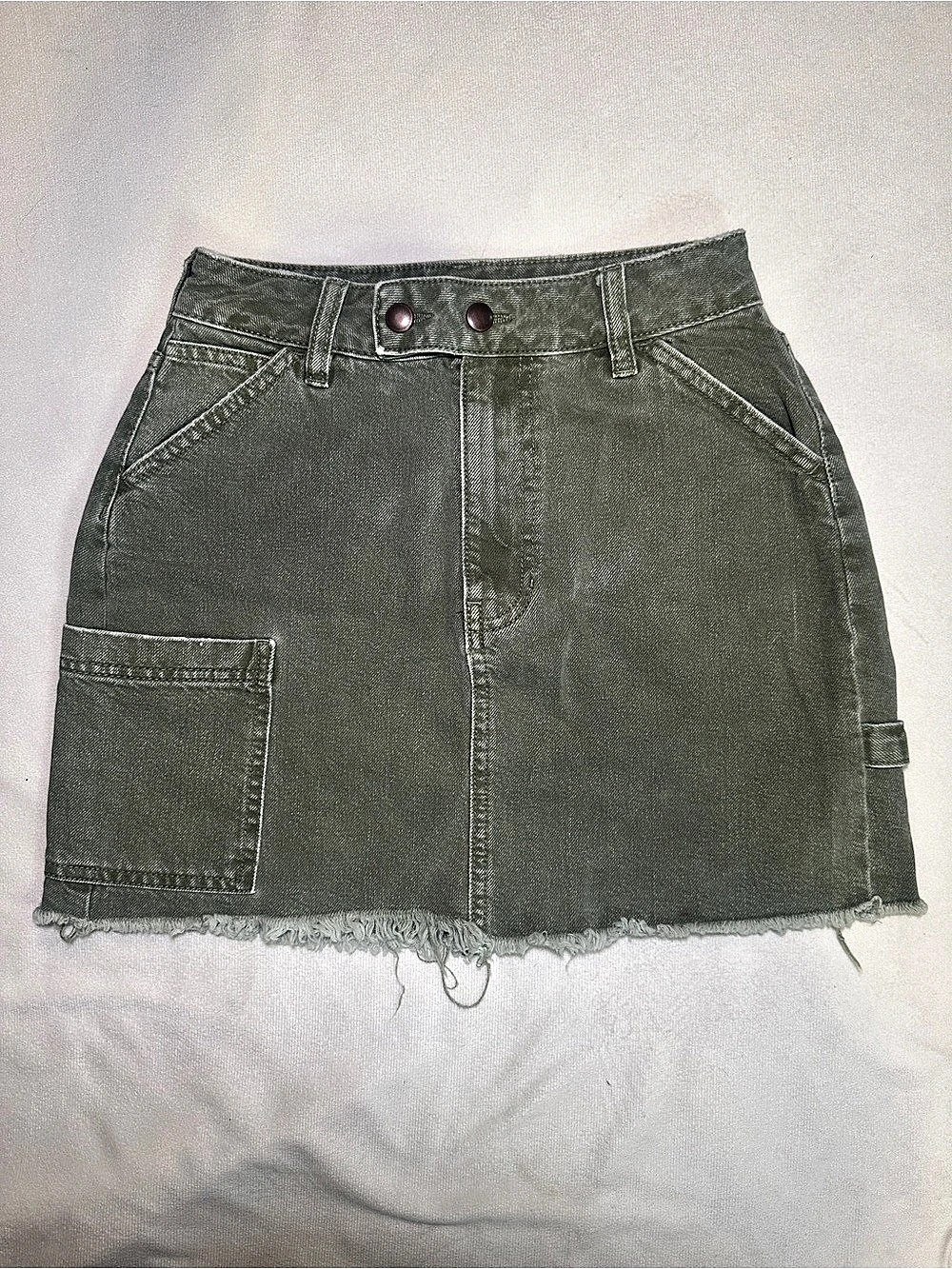 PacSun Olive Green Utility Cargo Denim Mini Skirt Size 25